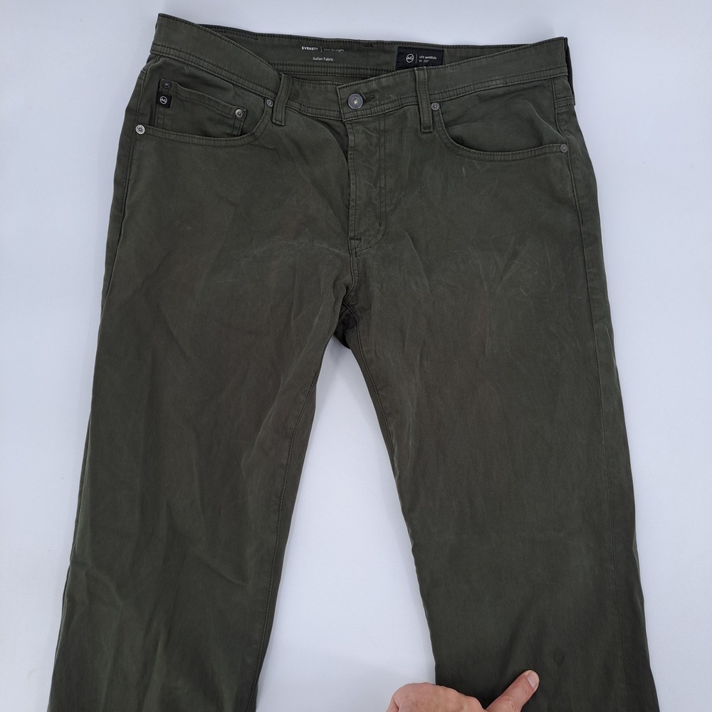 Adriano Goldschmied Everett Slim Straight Pants Mens 35x34 Italian Olive Green - Picture 8 of 12